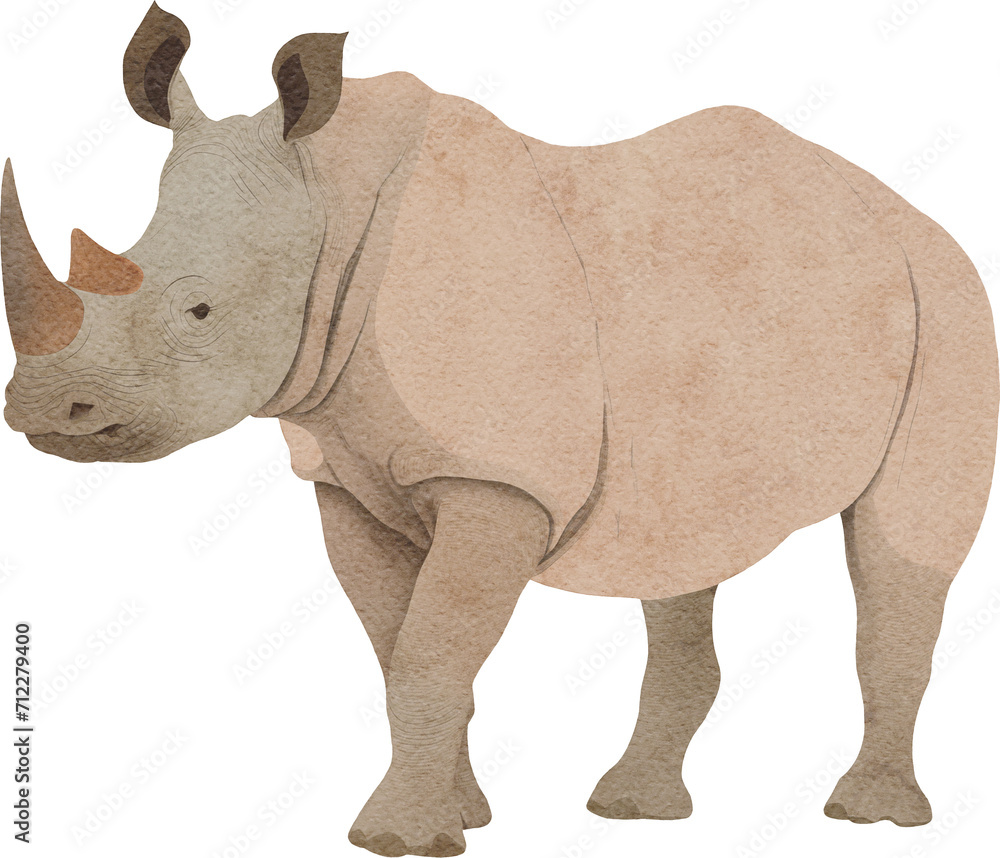 Fototapeta premium Rhinoceros illustration created with Generative AI technology