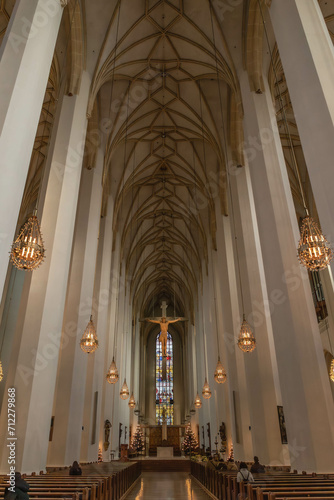 Inside of the roman catholic Church of Our Lady (Frauenkirche) in Munich, Bavaria, Germany. It's a late Gothic cathedral in the heart of the old town and Munich's landmark. 