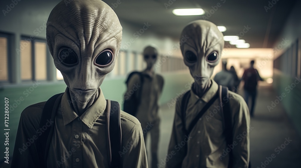 Extraterrestrial Infiltration: Aliens Attending a School for Human Impersonation AI Generated Extraterrestrial Infiltration: Aliens Attending a School for Human Impersonation AI Generated