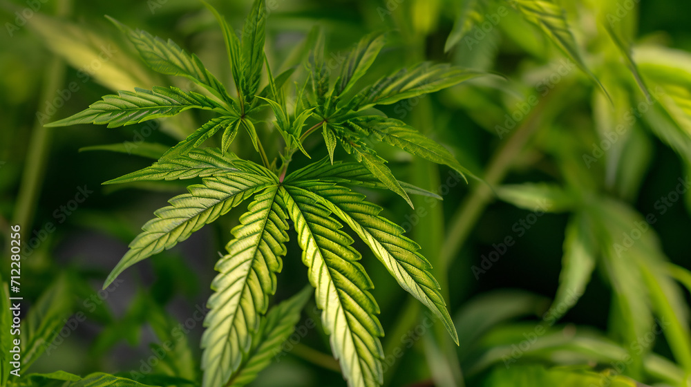 Cannabis plant and leaves close-up, medical or marijuana, marijuana legalization Cannabis plant and leaves close-up, medical or marijuana, marijuana legalization