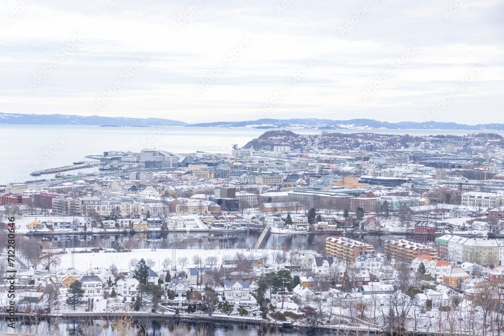 Fototapeta premium View of the winter city of Trondheim, Trøndelag, Norway
