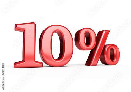 ten percent red render (isolated on white and clipping path)
