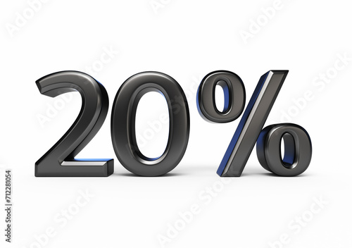 Twenty percent black render (isolated on white and clipping path) 