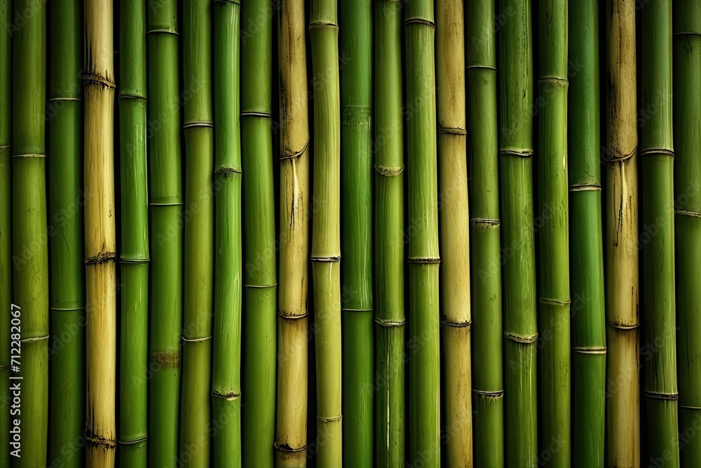 Green bamboo fence in the backdrop Green bamboo fence in the backdrop