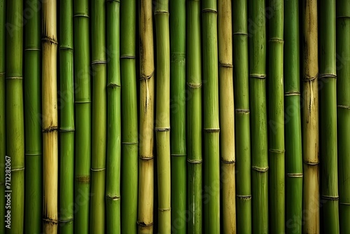 Green bamboo fence in the backdrop