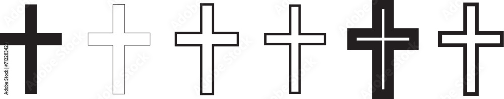 Set of Christian Cross isolated on white. Abstract vector bible cross icons isolated. Vector clip art illustration. Collection black Christian Crosses Set of Christian Cross isolated on white. Abstract vector bible cross icons isolated. Vector clip art illustration. Collection black Christian Crosses