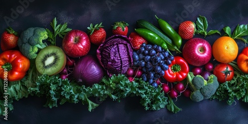 Assortiment de légumes frais sur un fond noir en ardoise