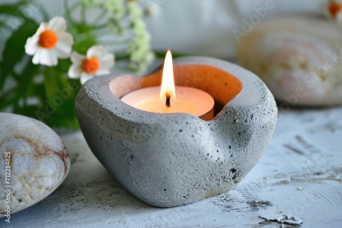 Concrete tealight candle holder for valentines day.