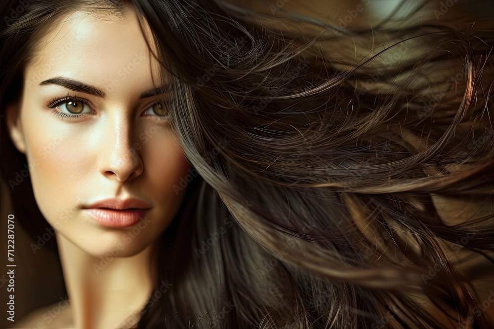 Gorgeous dark haired girl with vibrant flowing hair Gorgeous dark haired girl with vibrant flowing hair