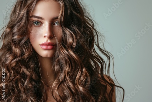 Beautiful model with shiny wavy hair