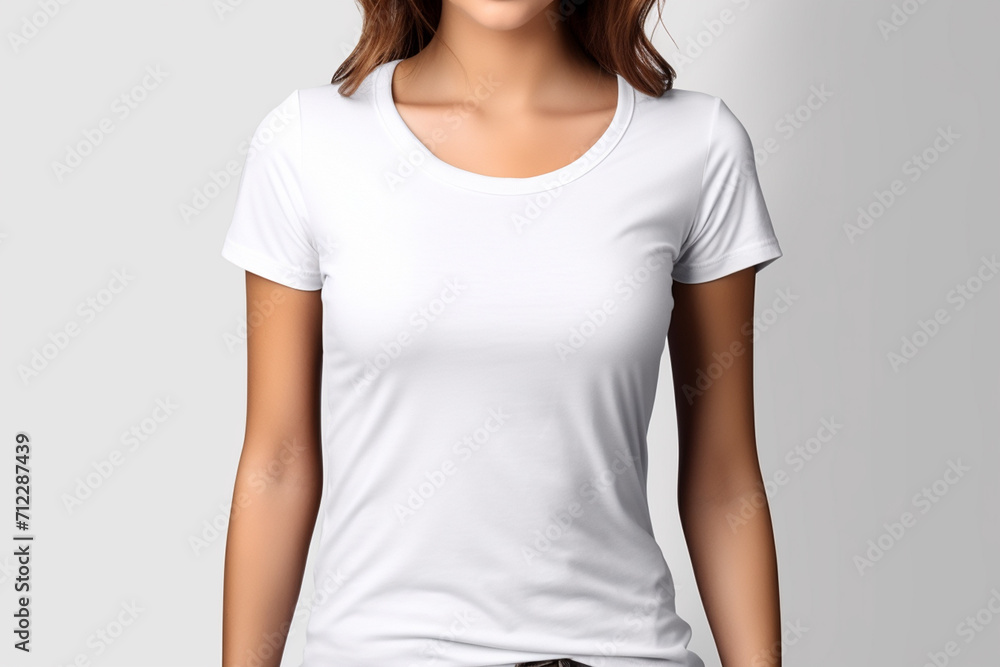 Woman in White Tshirt Mockup created with Generative AI Woman in White Tshirt Mockup created with Generative AI