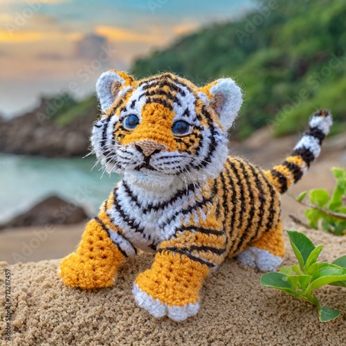Joli tigre en crochet. photo