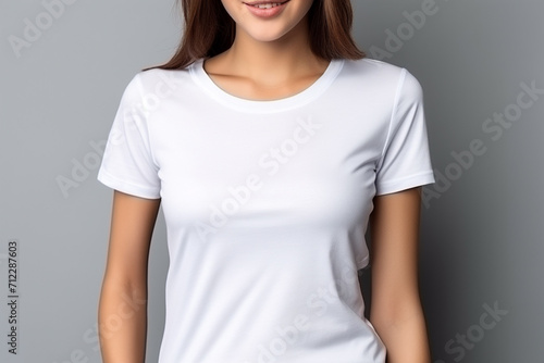 Woman in White Tshirt Mockup created with Generative AI