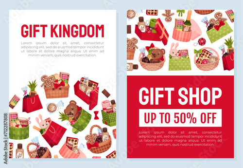 Gift and Present Shop Banner Design Vector Template
