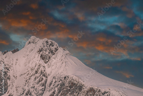 Piz Bernina at sunset, fine art photography on the highest peak of Central Alps