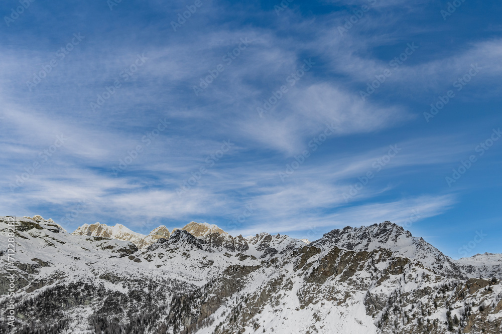 The southern side, Piz Bernina massif from drone view of point