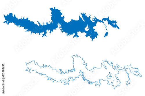 La Boquilla Lake (Mexico, United Mexican States) map vector illustration, scribble sketch Reservoir Presa de la Boquilla Dam map