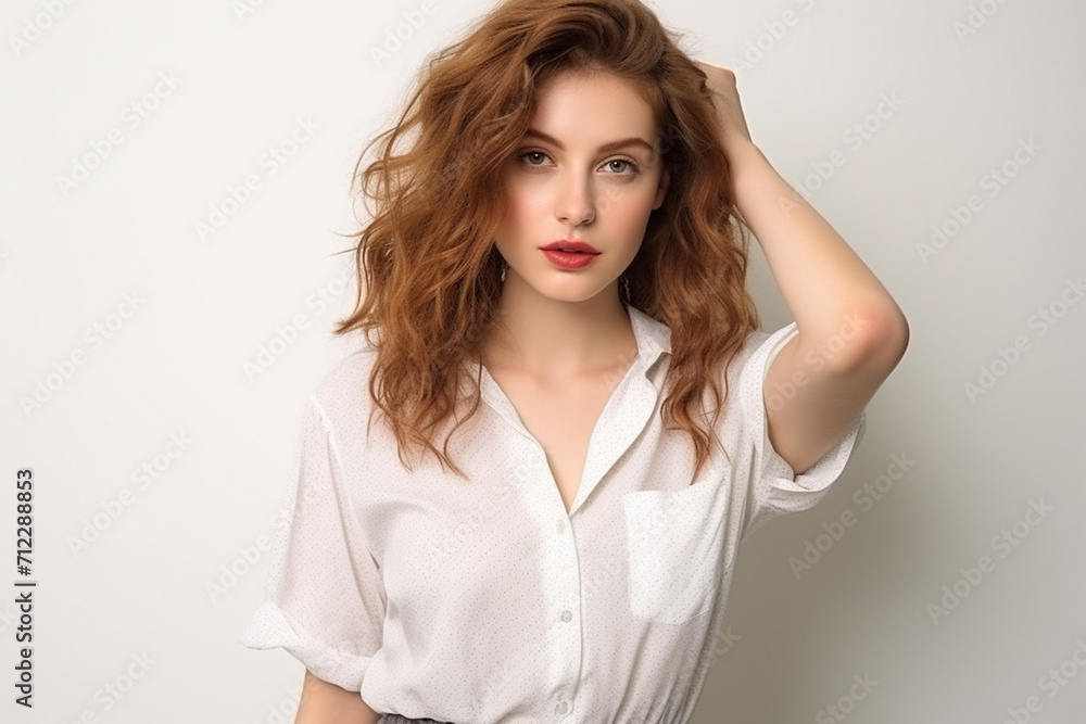 Woman in White Tshirt Mockup created with Generative AI Woman in White Tshirt Mockup created with Generative AI