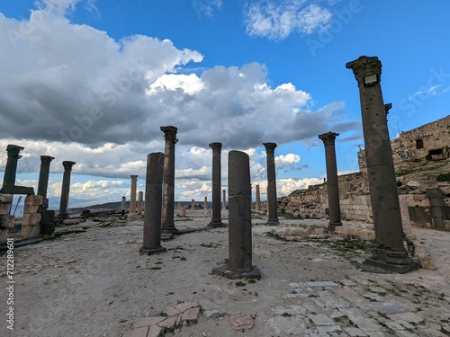 Travelling Jordan.Cultural and natural side of Umm Qais and the ruins of the ancient Gadara.Ancient Roman city.in the extreme northwest of the country, near Jordan's borders with Israel and Syria © Semi