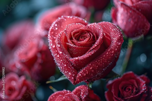 red heart shaped roses, valentine's day mood