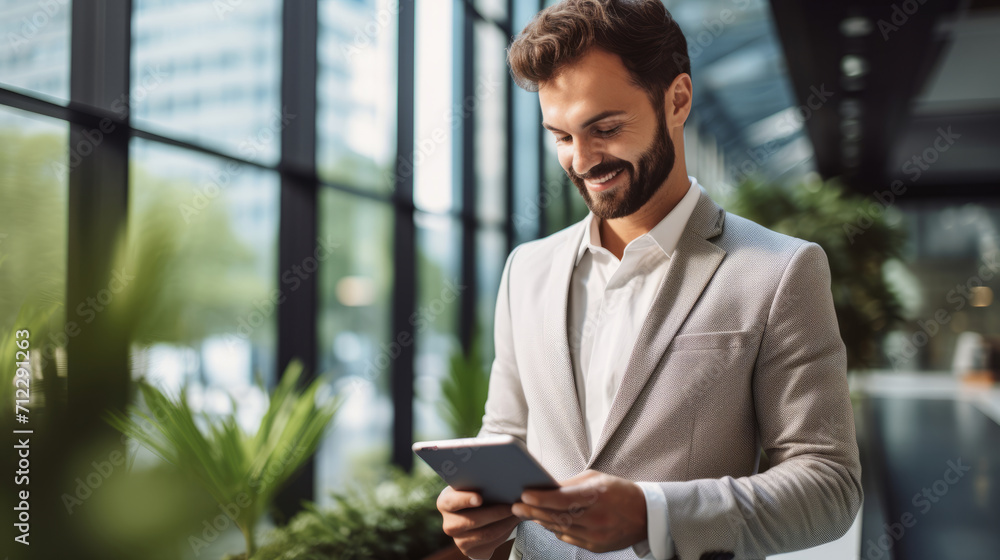 Professional businessman is with digital device in the office Professional businessman is with digital device in the office