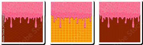 Canvas Print Illustration on theme sticky syrup on waffle with cell, dessert appetizing cooki