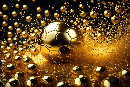 golden soccer ball on water