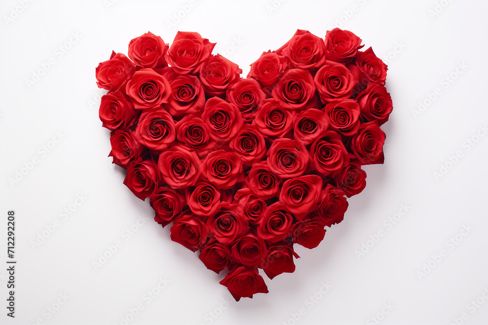 Red heart made from red roses Isolated white background Red heart made from red roses Isolated white background