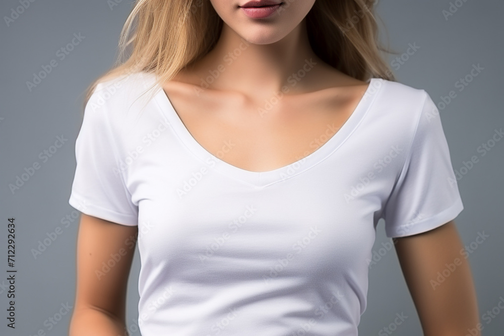 Woman in White Tshirt Mockup created with Generative AI Woman in White Tshirt Mockup created with Generative AI