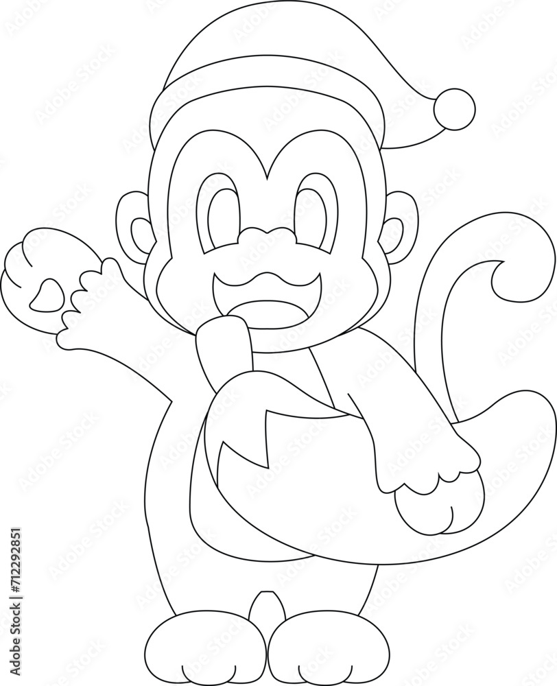 Monkey Christmas Banana Animal Vector Graphic Art Illustration Monkey Christmas Banana Animal Vector Graphic Art Illustration