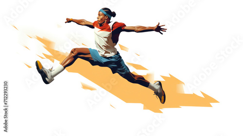 Illustration of athlete, performing triple jump