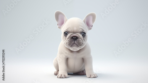 3d cartoon french bulldog puppy on white background