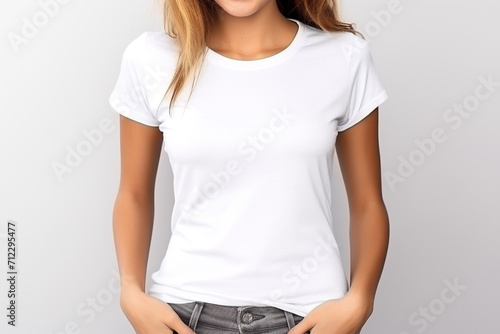 Woman in White Tshirt Mockup created with Generative AI