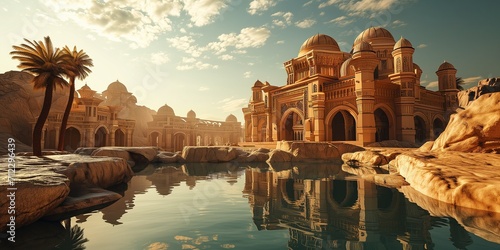Arabian luxury palace in the desert photo