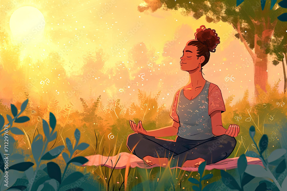 Yoga, meditation people spirituality calmness, person doing zen mindfulness contemplation background, generated ai Yoga, meditation people spirituality calmness, person doing zen mindfulness contemplation background, generated ai