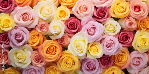 Mixed wedding roses  .Many roses in different colors  .