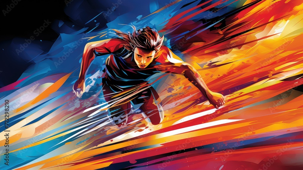 energetic abstract sport background illustration dynamic movement, action intensity, adrenaline competition energetic abstract sport background - obrazy, fototapety, plakaty 
