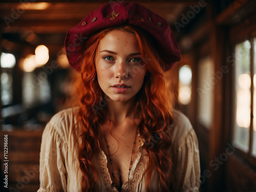 Portrait of a beautiful redhead woman