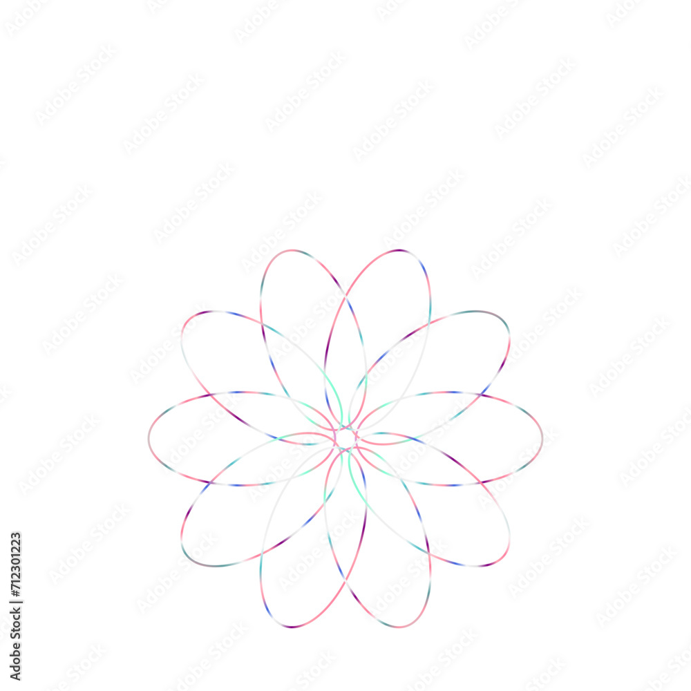 An abstract cut out transparent iridescent oval gradient star shape futuristic pattern design element. An abstract cut out transparent iridescent oval gradient star shape futuristic pattern design element.