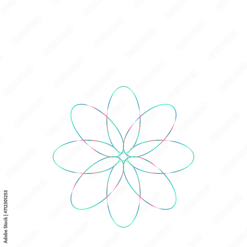 Fototapeta premium An abstract cut out transparent iridescent oval gradient star shape futuristic pattern design element.