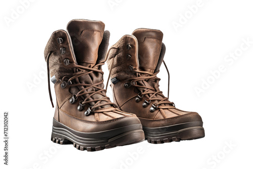 Fashionable Snow Boots Isolated On Transparent Background