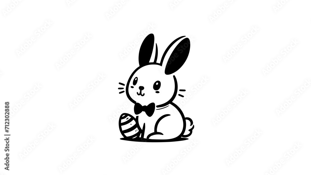 illustration of a bunny. Easter bunny illustration. Black and white easter bunny illustration with easter eggs. simple cartoon bunny in celebration for easter with no fill illustration of a bunny. Easter bunny illustration. Black and white easter bunny illustration with easter eggs. simple cartoon bunny in celebration for easter with no fill