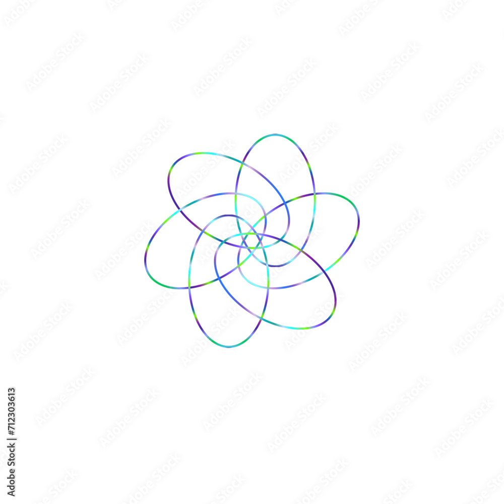 An abstract cut out transparent iridescent oval gradient star shape futuristic pattern design element. An abstract cut out transparent iridescent oval gradient star shape futuristic pattern design element.