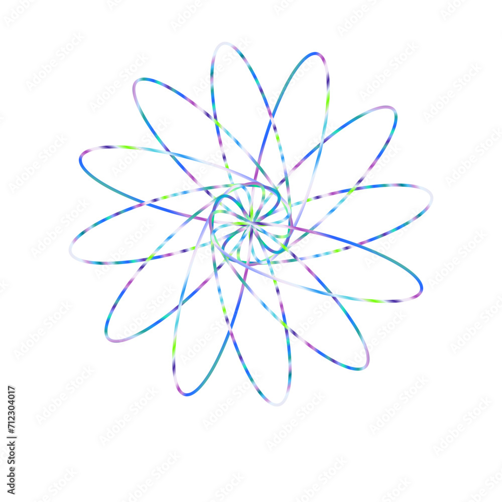 An abstract cut out transparent iridescent oval gradient star shape futuristic pattern design element. An abstract cut out transparent iridescent oval gradient star shape futuristic pattern design element.