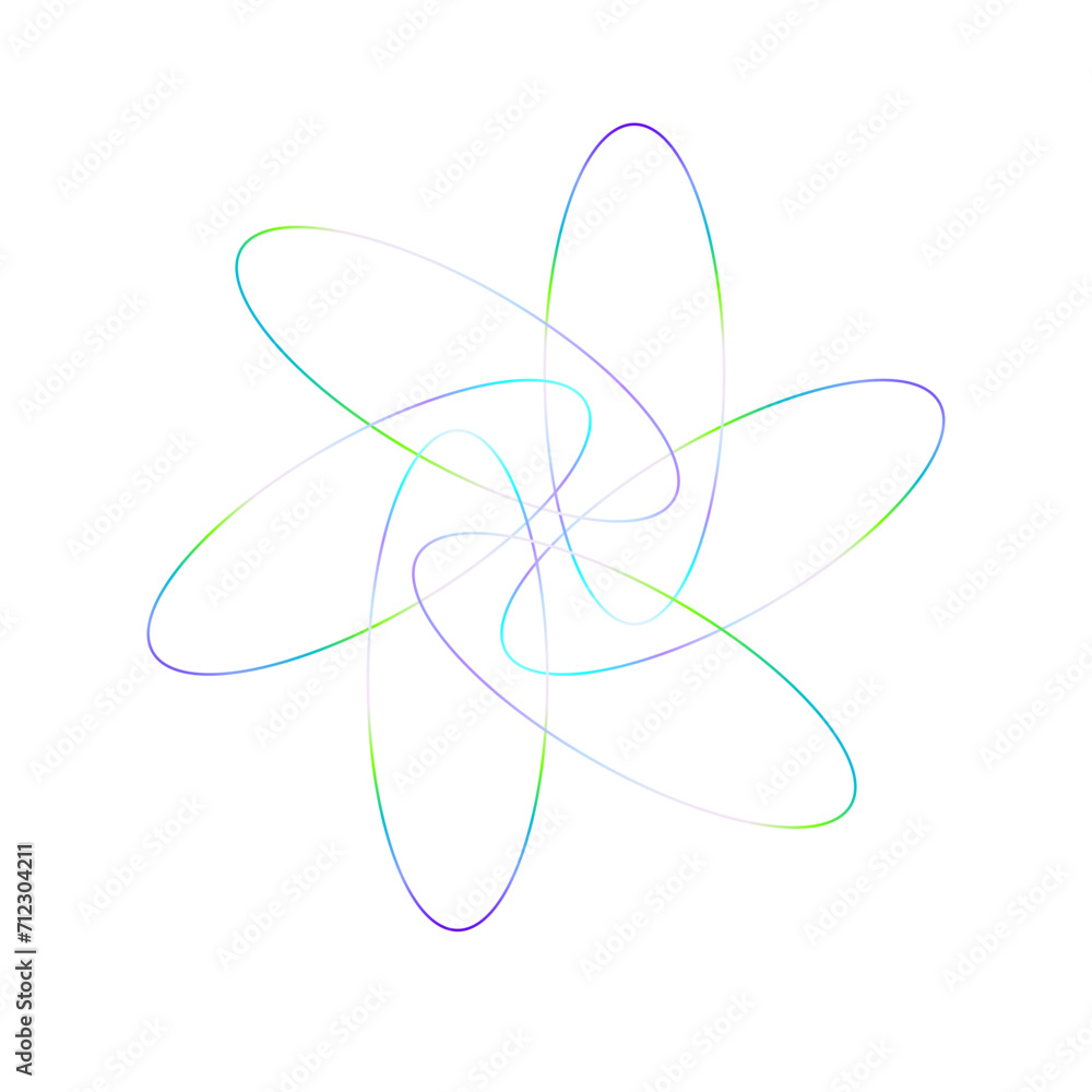 An abstract cut out transparent iridescent oval gradient star shape futuristic pattern design element. An abstract cut out transparent iridescent oval gradient star shape futuristic pattern design element.