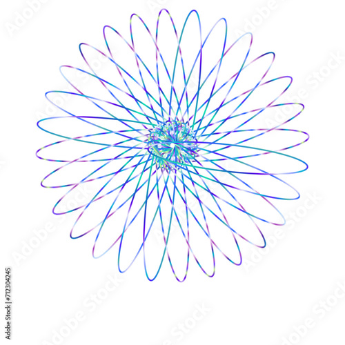 An abstract cut out transparent iridescent oval gradient star shape futuristic pattern design element.