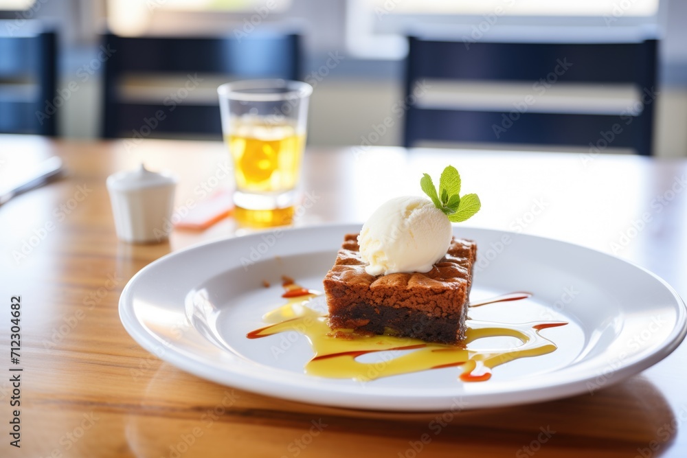 brownie with a scoop of vanilla ice cream brownie with a scoop of vanilla ice cream