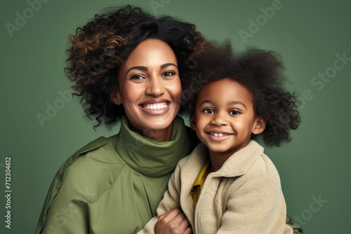 Portrait of loving African American mother and daughter with smiling faces