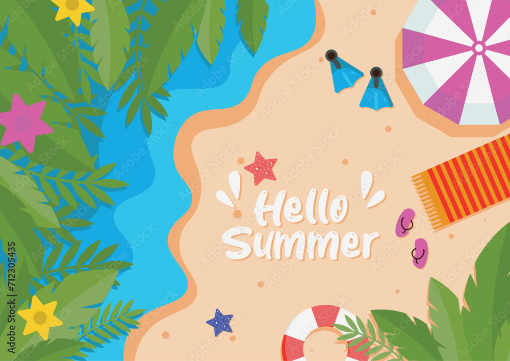 Hello summer background illustration, vector