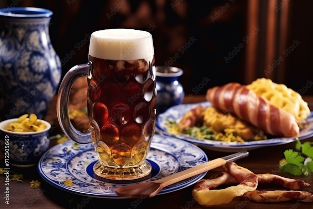 Banner consisting from foamy German beer in large glass mug for celebration holiday Oktoberfest, Ai generated Banner consisting from foamy German beer in large glass mug for celebration holiday Oktoberfest, Ai generated